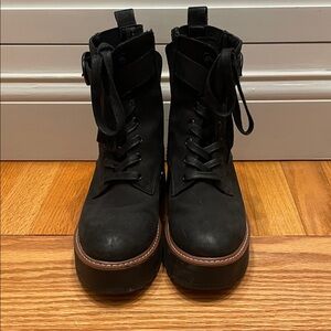 Blondo Black Lace-Up Combat Boots